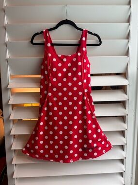 Disney Minnie Mouse Red and White Polka Dot athletic Dress NWOT Size S